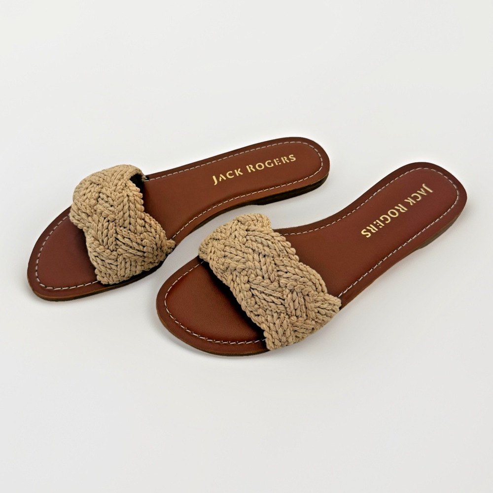 Jack Rogers Dumont Slide Sandals Woven Rope Women’s Size 7.5 EUC Beige Slip On - Picture 2 of 5